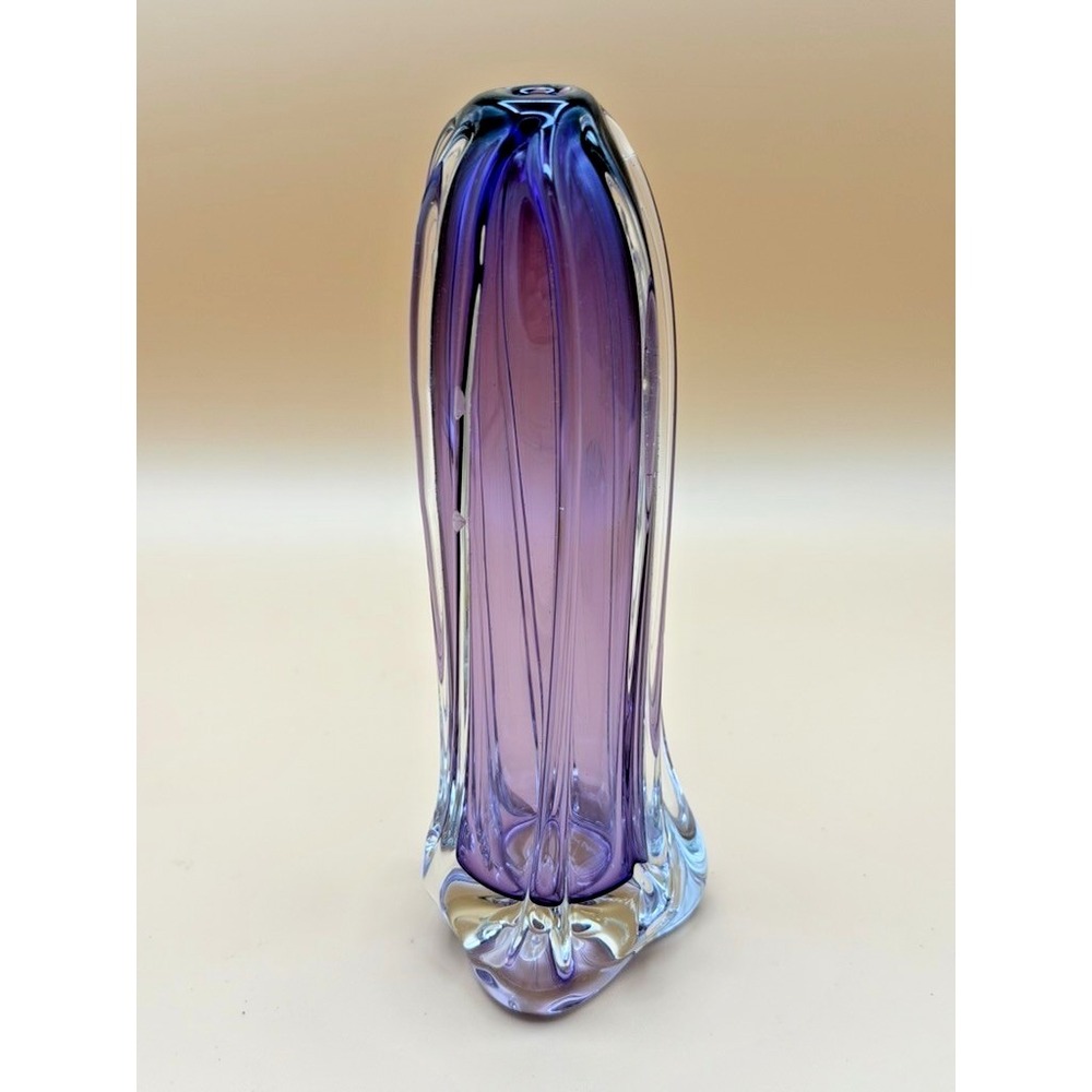 Ed Branson 1994 Signed Purple Amethyst Hand Blown Studio Art Glass Bud Vase 6.25